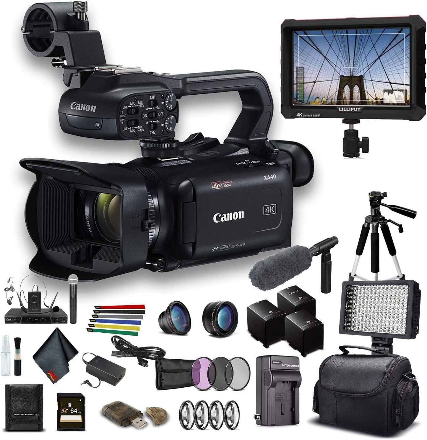 Canon 3666C002 XA40 4K Camcorder Bundle (Renewed)