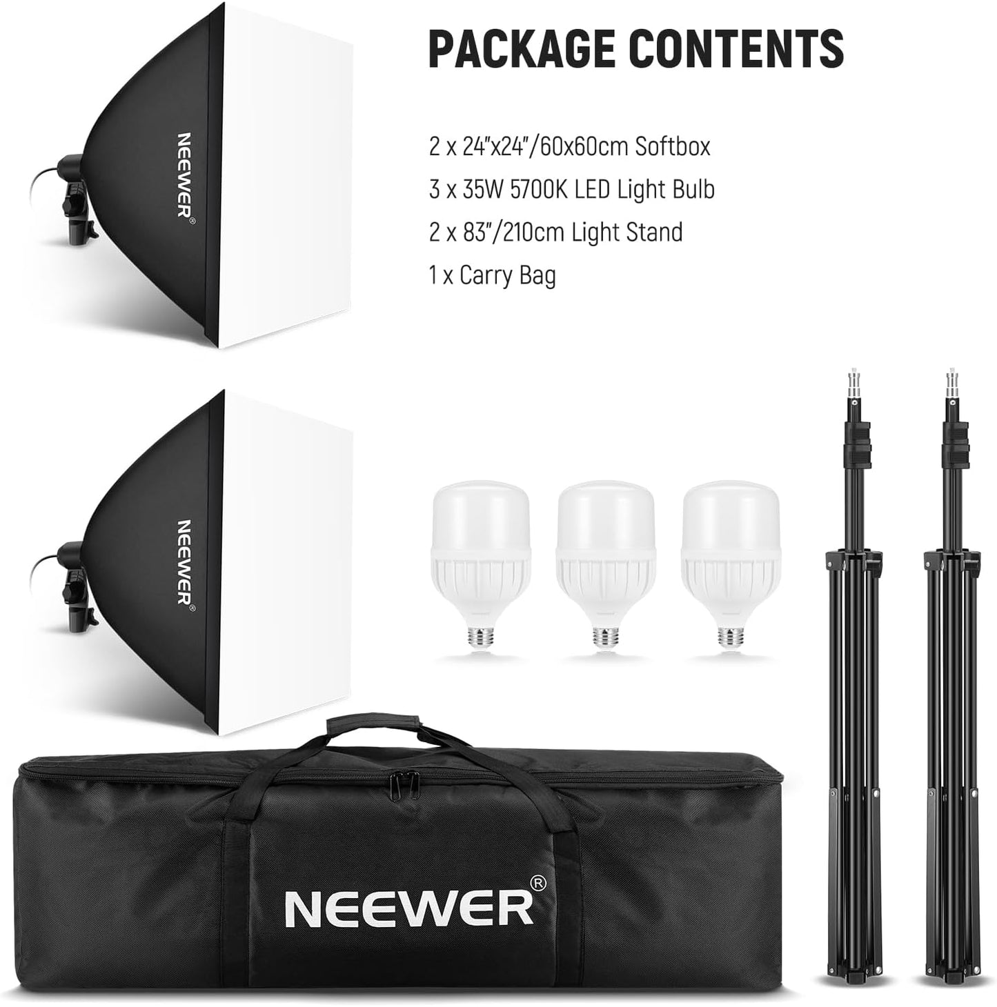 Neewer NK200 700W Equivalent Softbox Lighting Kit