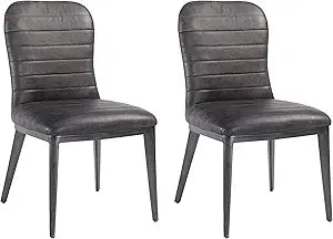 Misc Classic Leather Dining Chairs Set of 2
