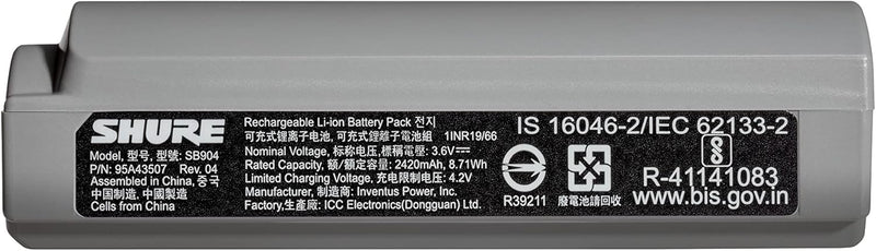 Shure SB904 GLX-D+ Dual Band Rechargeable Battery — main product image