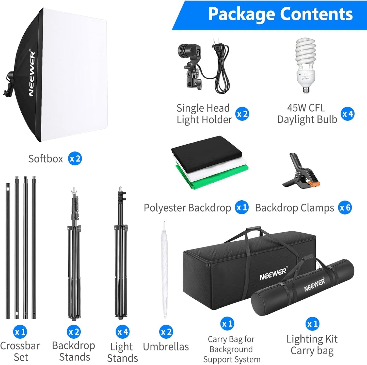 Neewer FBA_10086175 Photography Lighting Kit - Backdrops - Softbox - LED - Studio