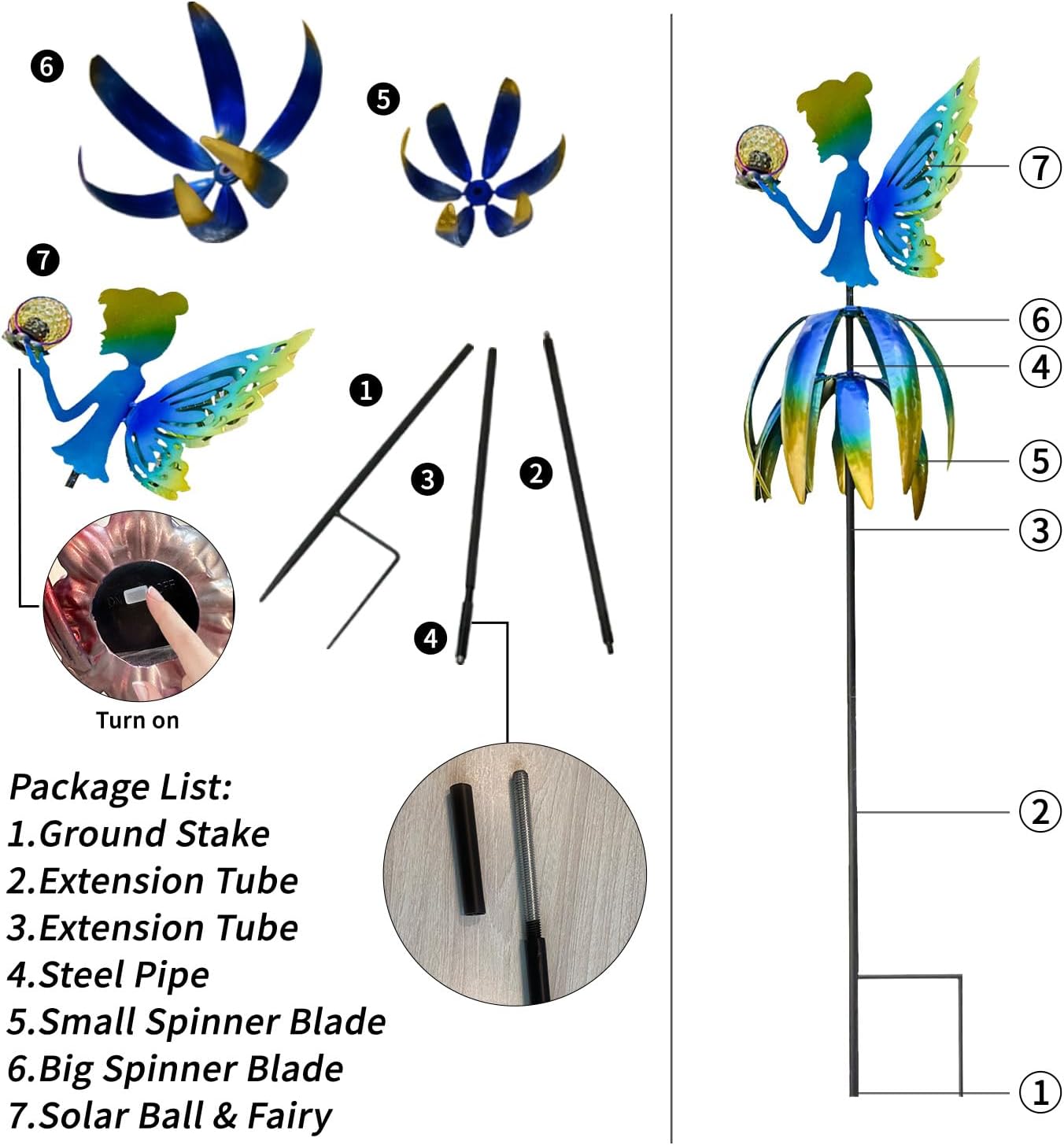 AOC FZ0000R 55'' Fairy Wind Spinner Solar LED Blue