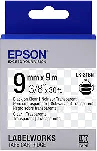 Epson C53S653004 LK-3TBN Clear/Black Label Tape — main product image