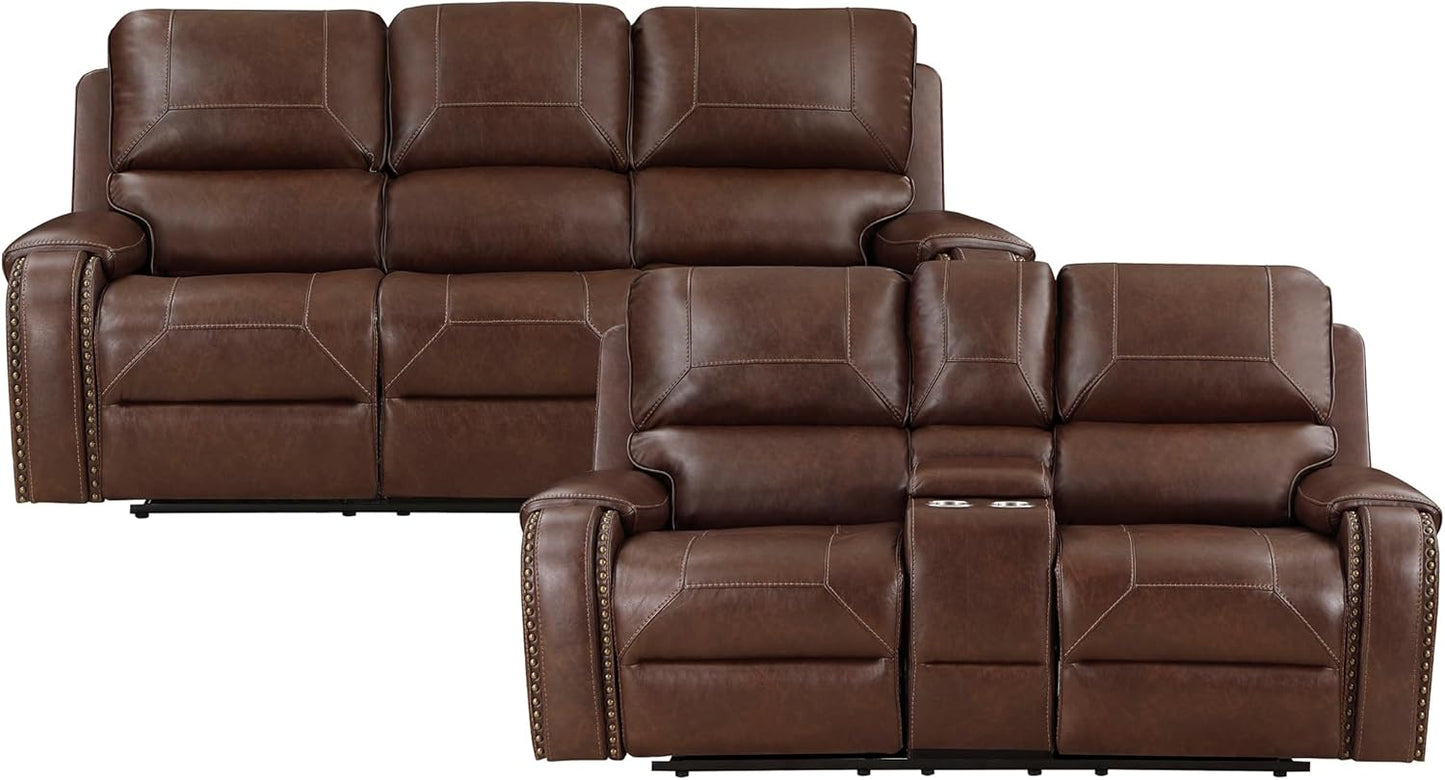 Lexicon Monet Sofa Set - 2-Piece Brown Reclining Living Room