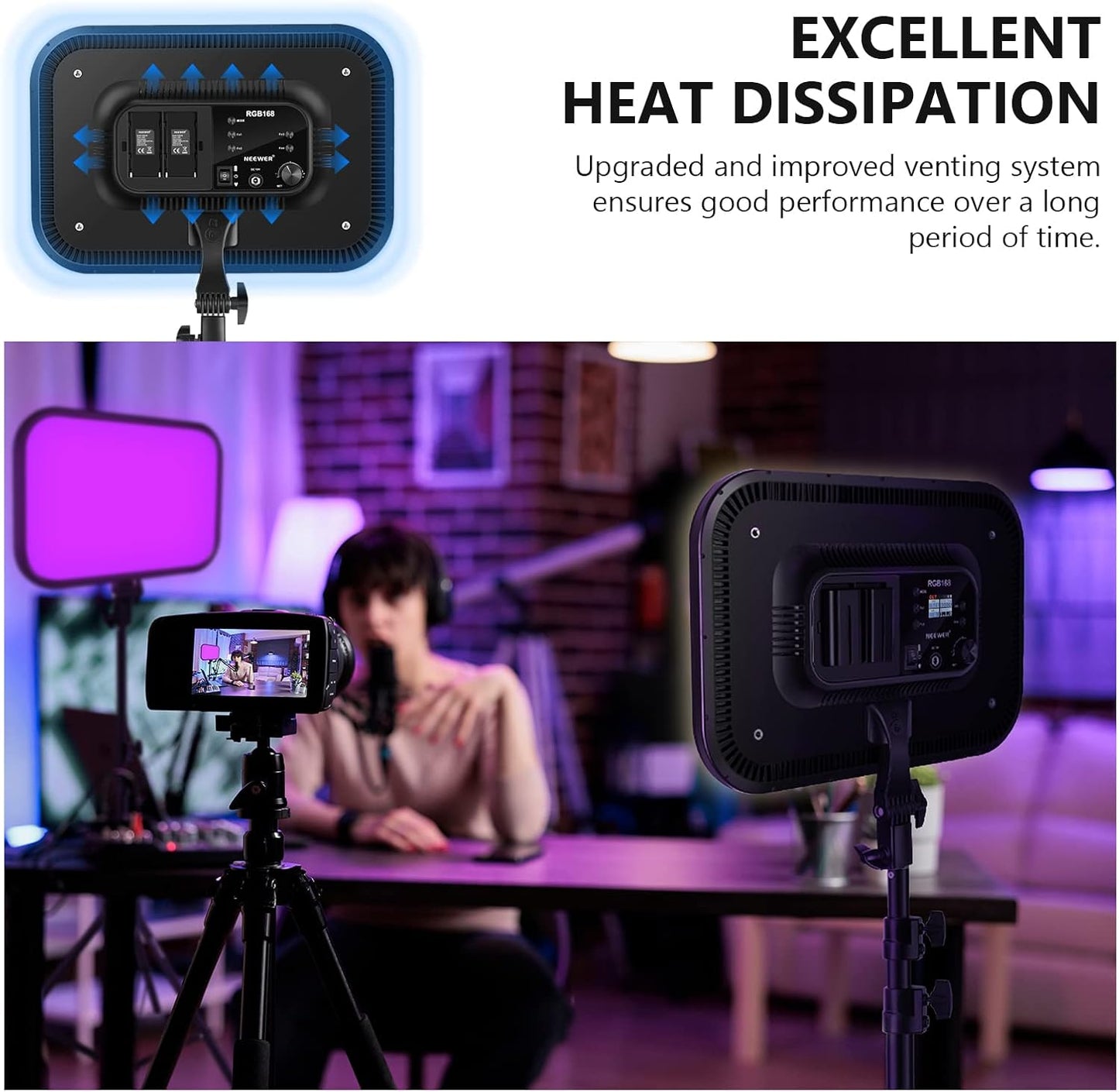 Neewer 10101824 RGB LED Video Panel Light Kit with Stands