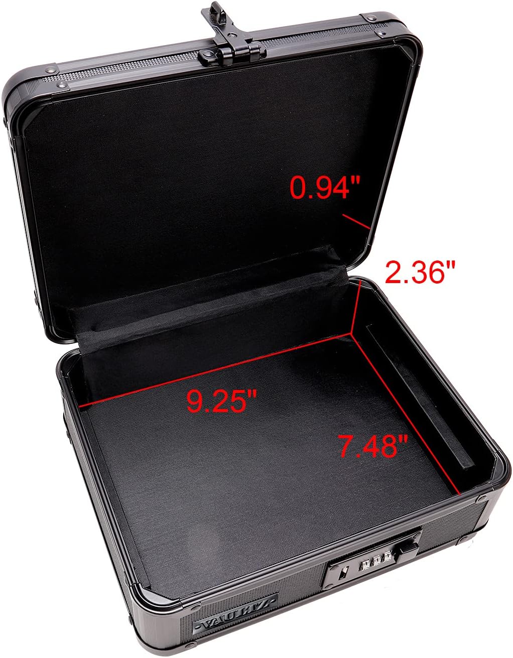 Vaultz VZ00308 Locking Cash Box - Combination Lock - Tactical Black