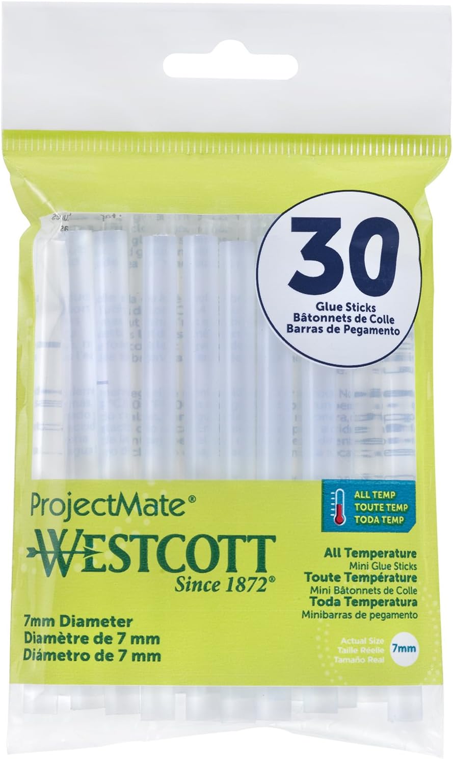 Westcott 16837 Mini Hot Glue Sticks All-Temperature 30-Pack