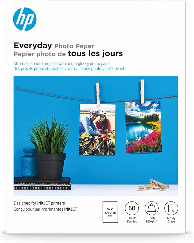 HP CH097A Everyday 5x7 Glossy Photo Paper 60 Sheets
