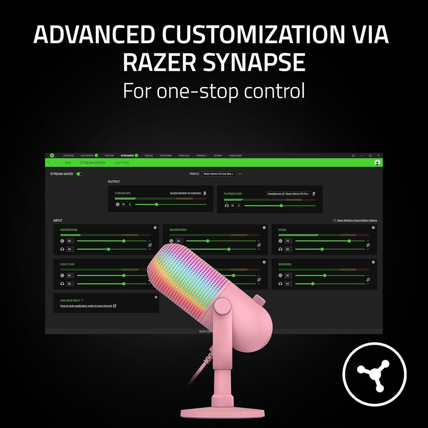 Razer RZ19-05060300-R3U1 Seiren V3 Chroma USB Microphone