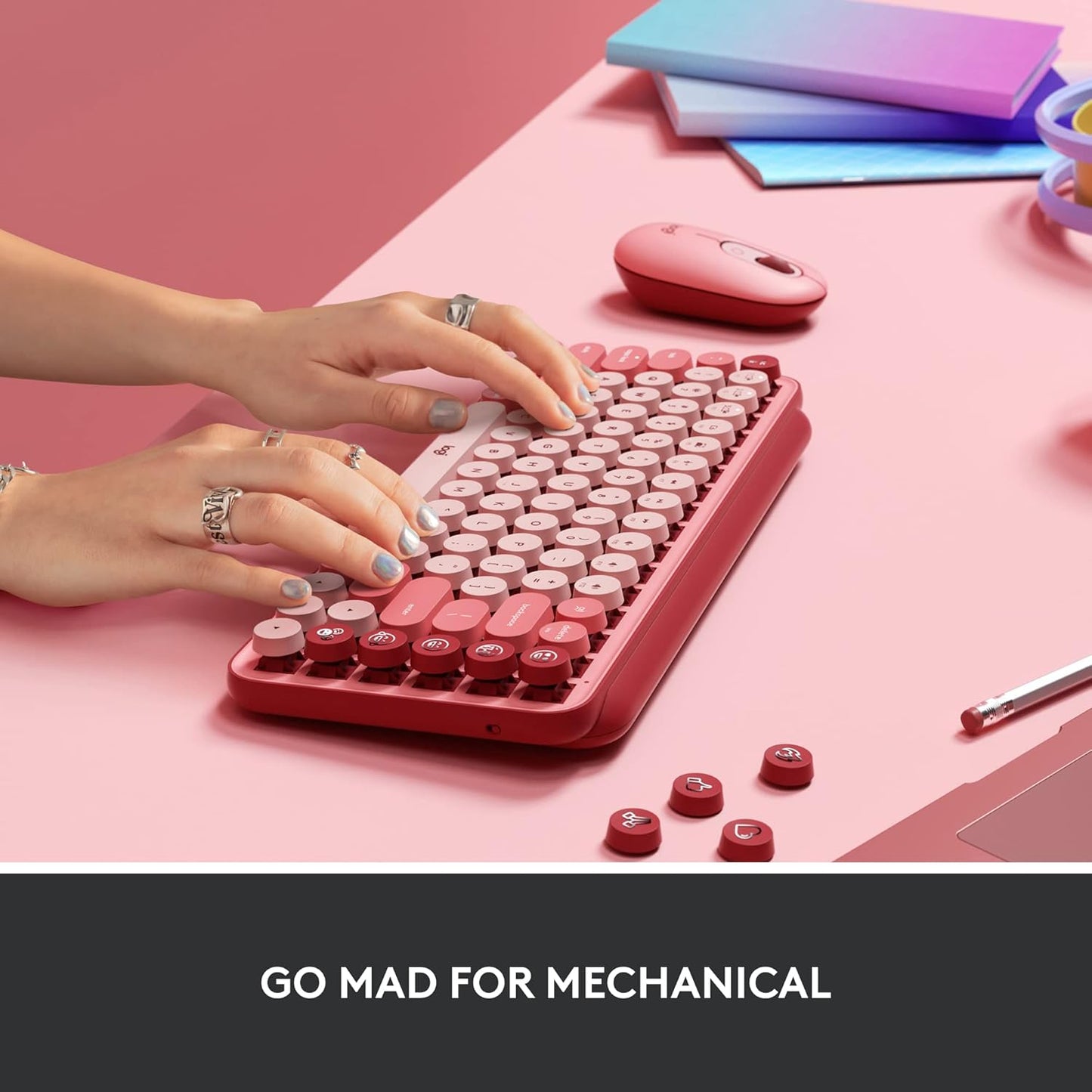 Logitech 920-010709 POP Keys Heartbreaker Rose Mechanical Keyboard