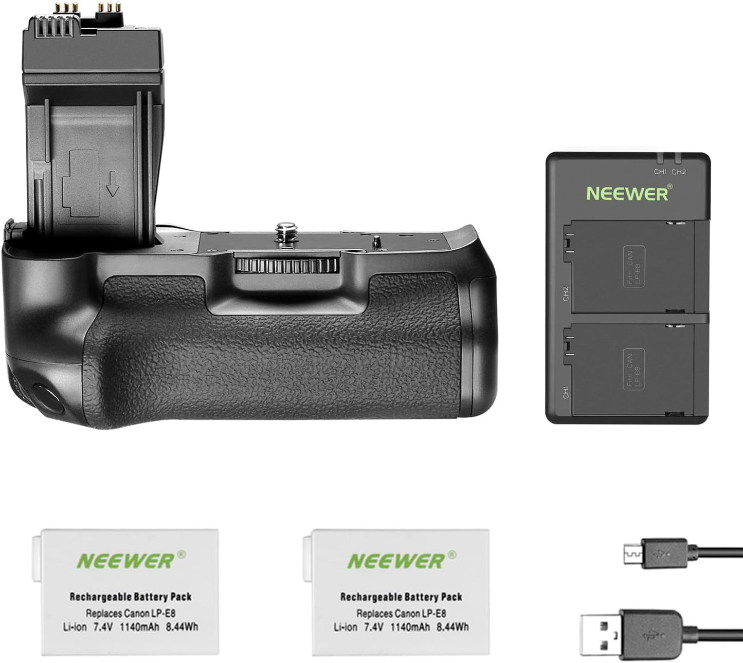 Neewer 90091084@@os1 BG-E8 Battery Grip Charger Kit