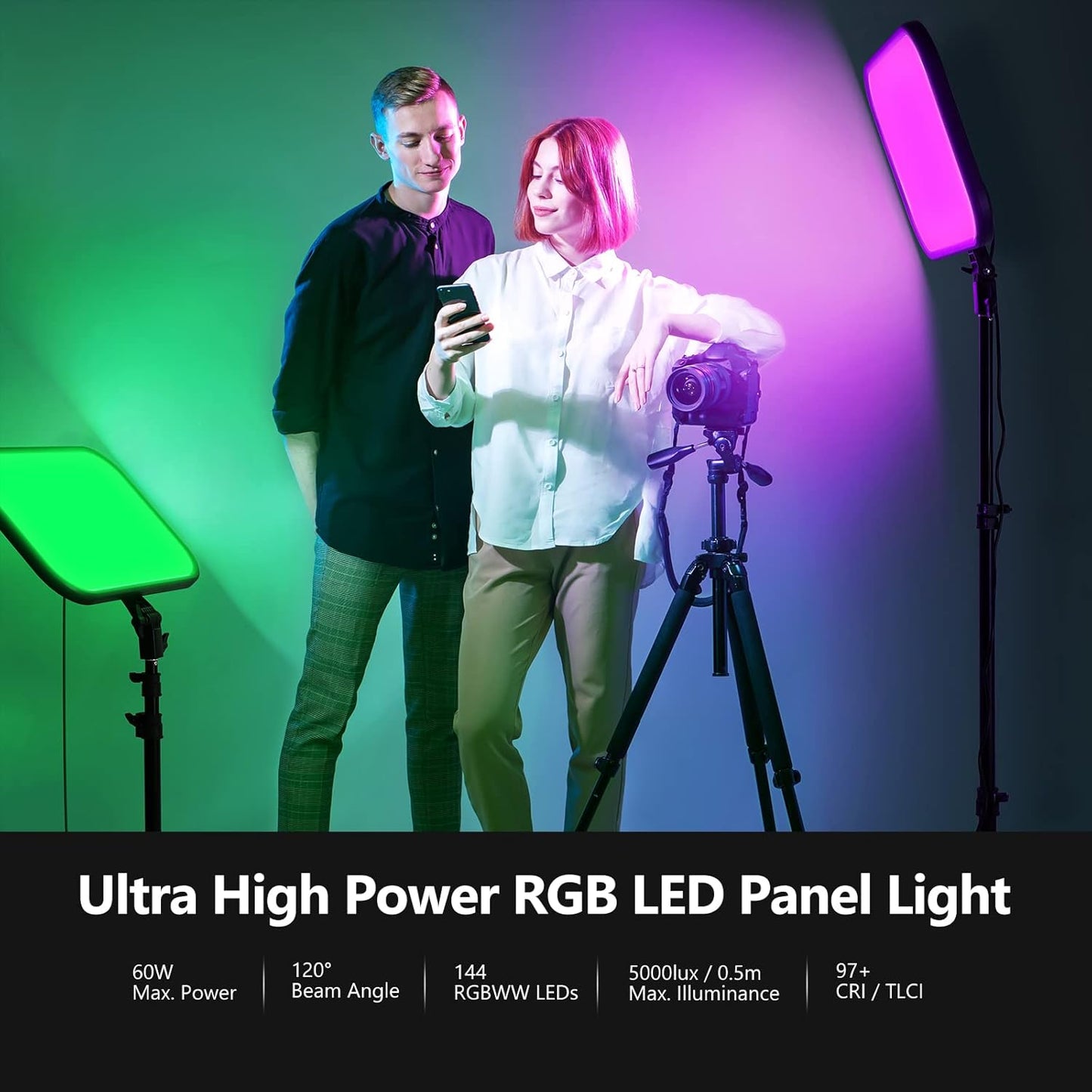 Neewer 10101824 RGB LED Video Panel Light Kit with Stands