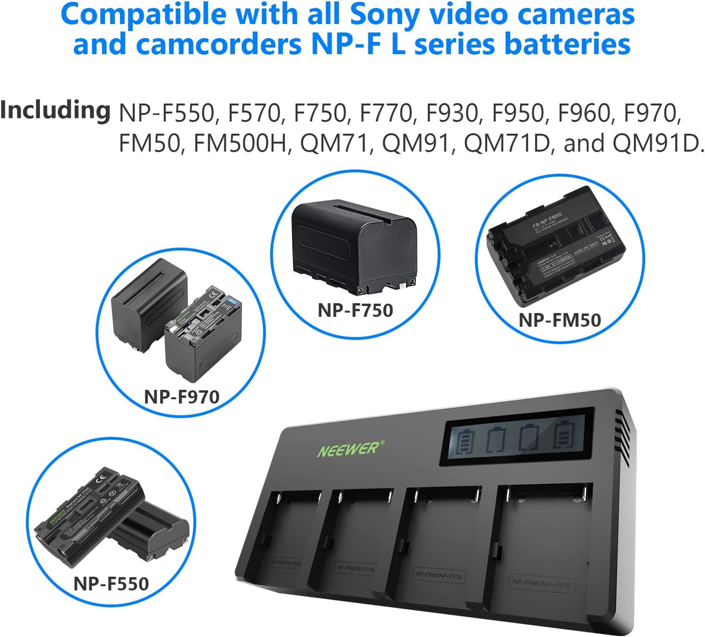 Neewer DF-F970 4-Channel NP-F Battery Charger