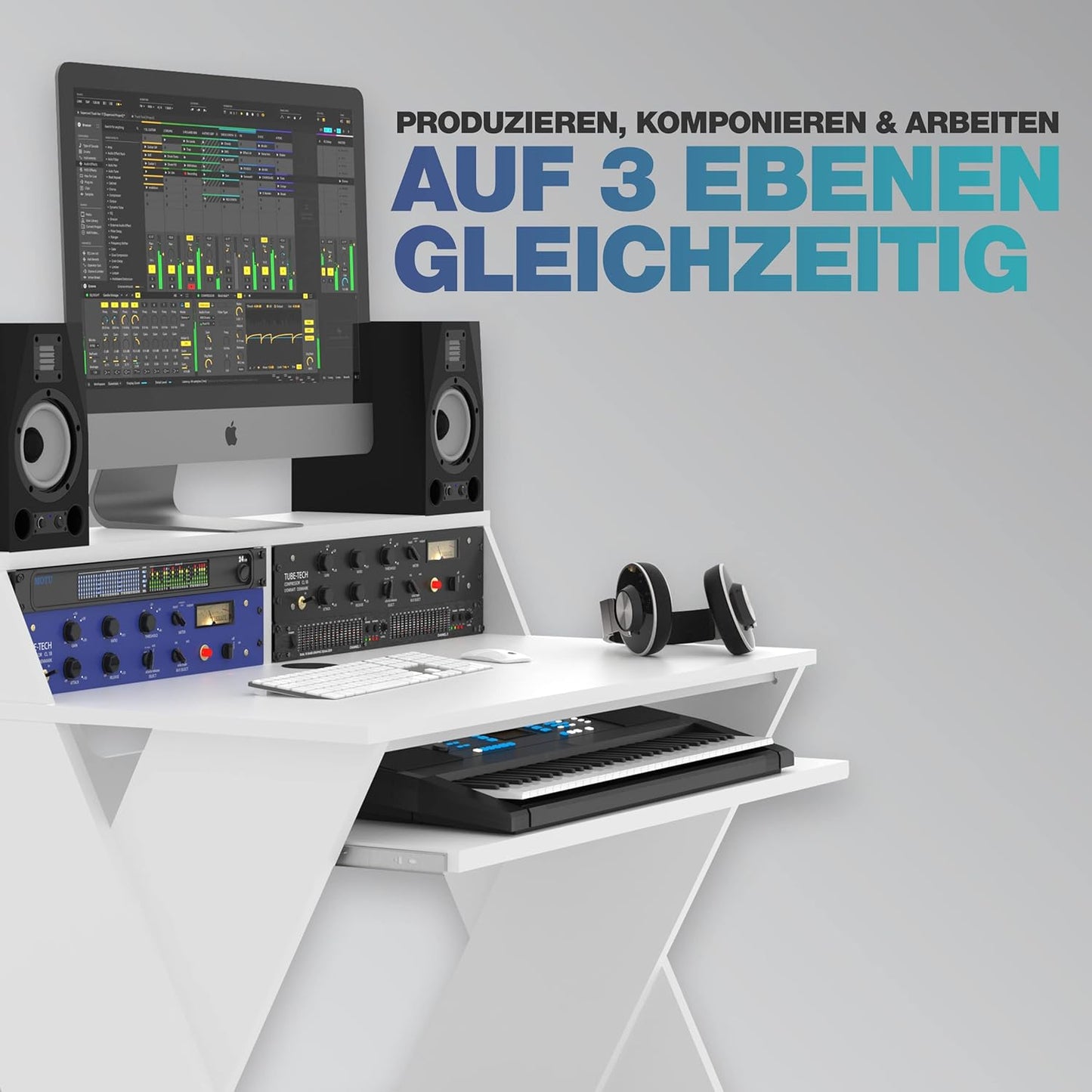 Glorious AMS-SOUND-DESK-COM-WHT Compact Studio Workstation - White