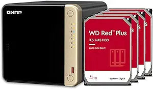 QNAP TS-464-8G-44W 4-Bay NAS 12TB WD Red Plus Bundle