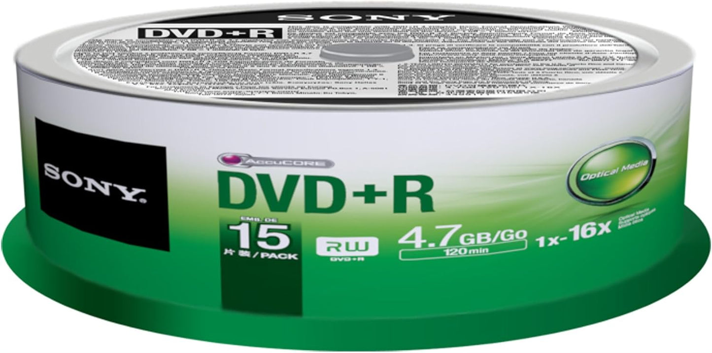 Sony 15DPR47PP DVD+R 16x 4.7GB 15-Pack Spindle