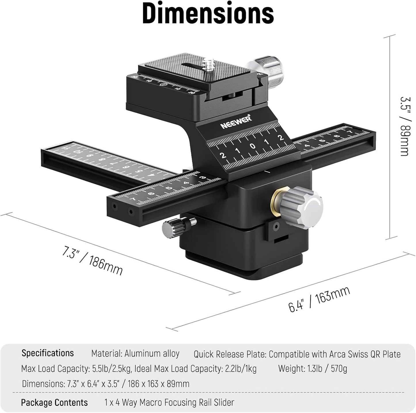 Neewer 10100932 4-Way Macro Focusing Rail Slider