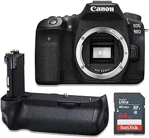 Canon EOS 90D 4K DSLR Camera Kit with Battery Grip, 64GB
