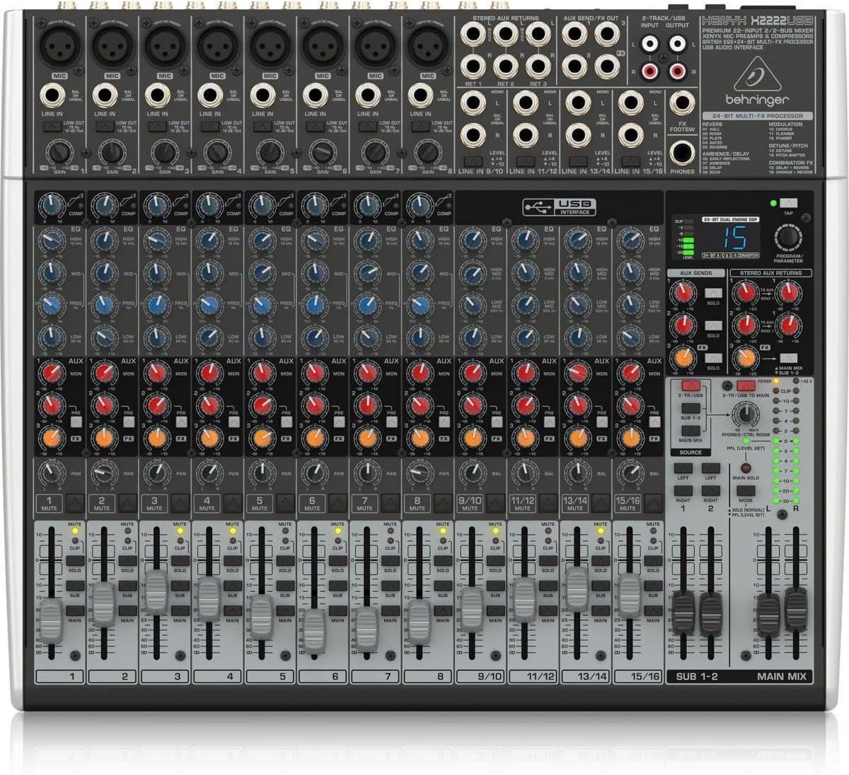 Behringer X2222USB Xenyx 22-Input USB Effects Mixer