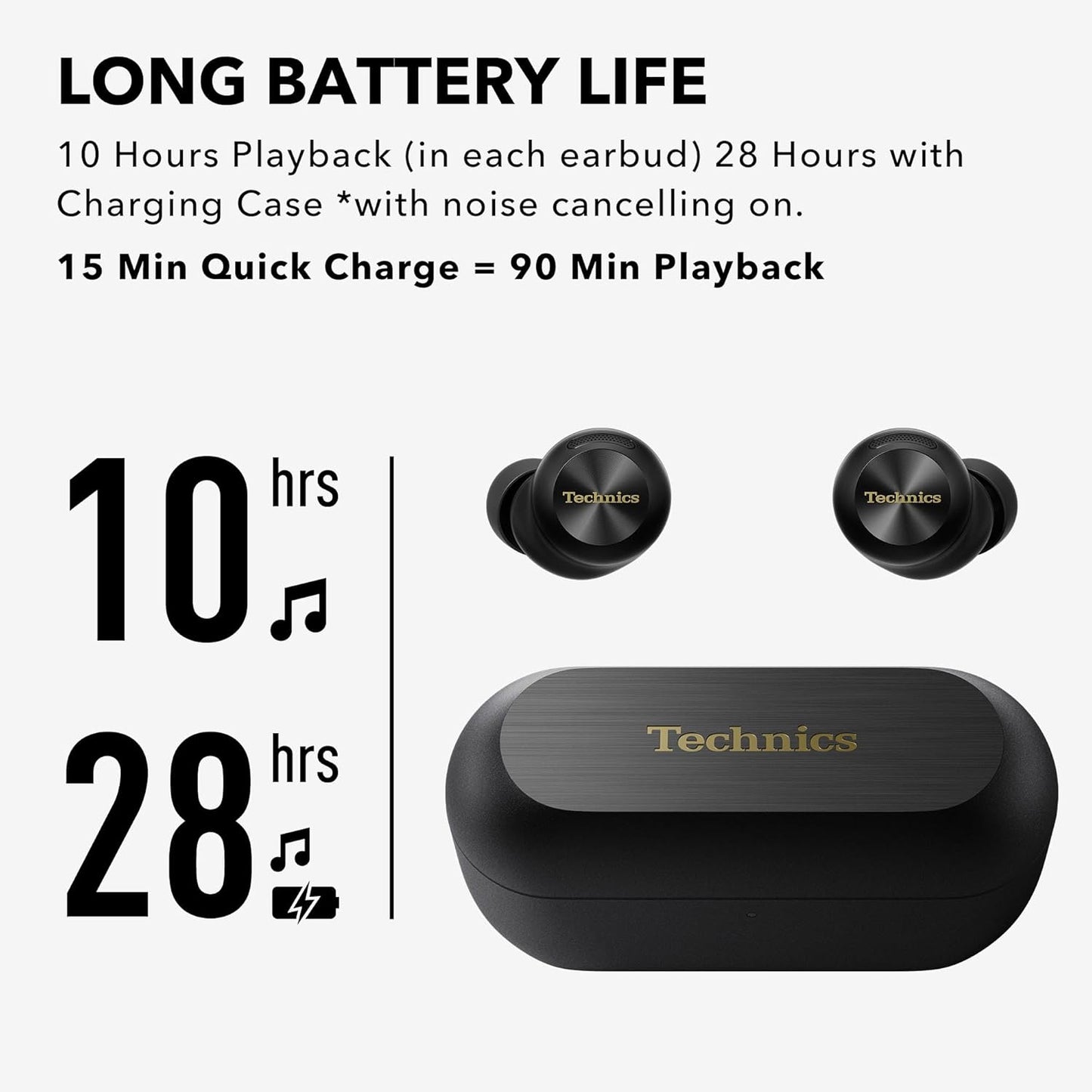 Technics EAH-AZ100-K Hi-Fi Wireless Earbuds - Black