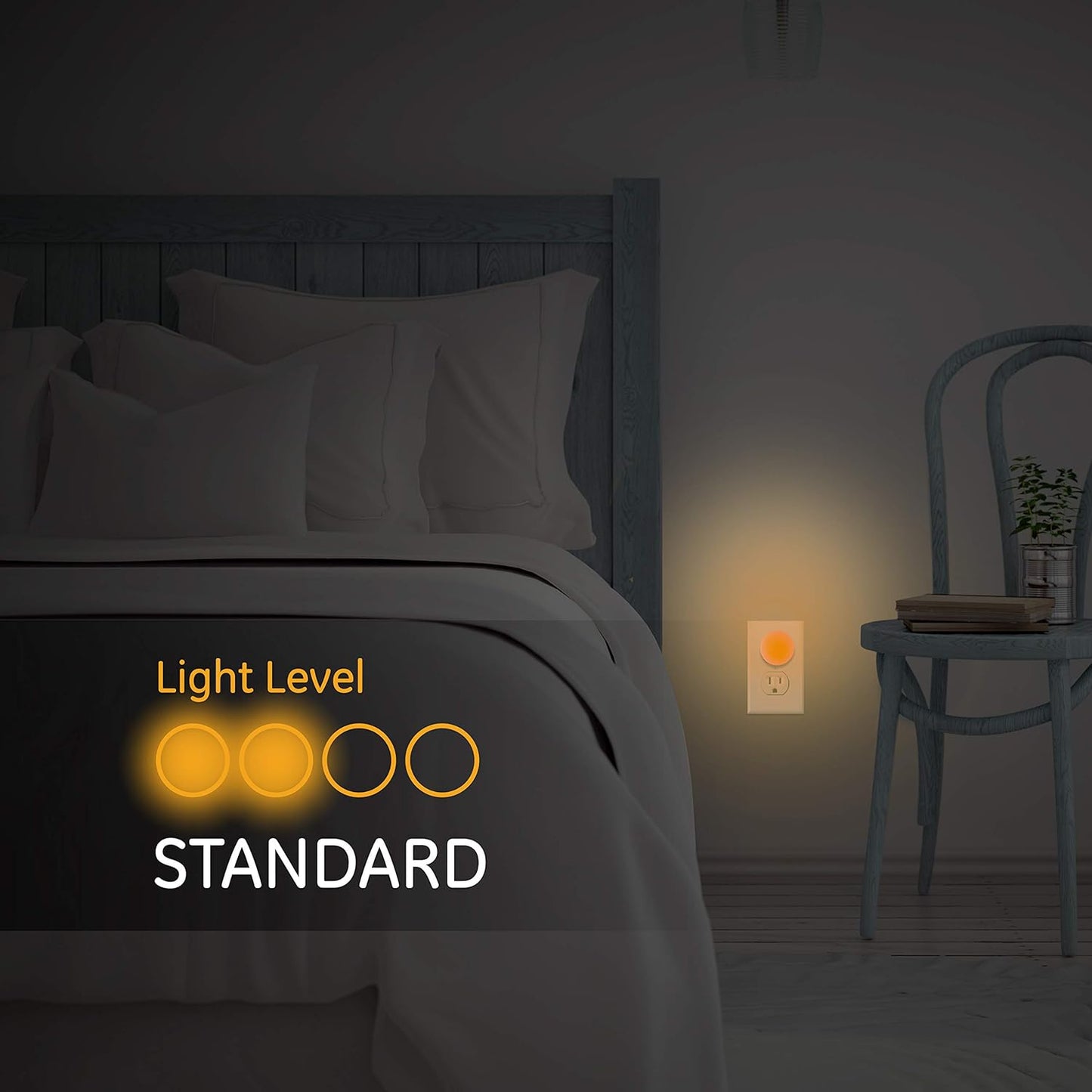 GE 45247 SleepLite LED Night Light 2-Pack Amber Dusk-to-Dawn