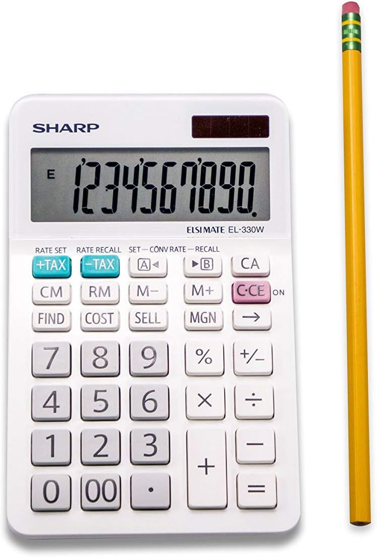 Sharp EL-330WB Basic Desktop Calculator Solar Powered