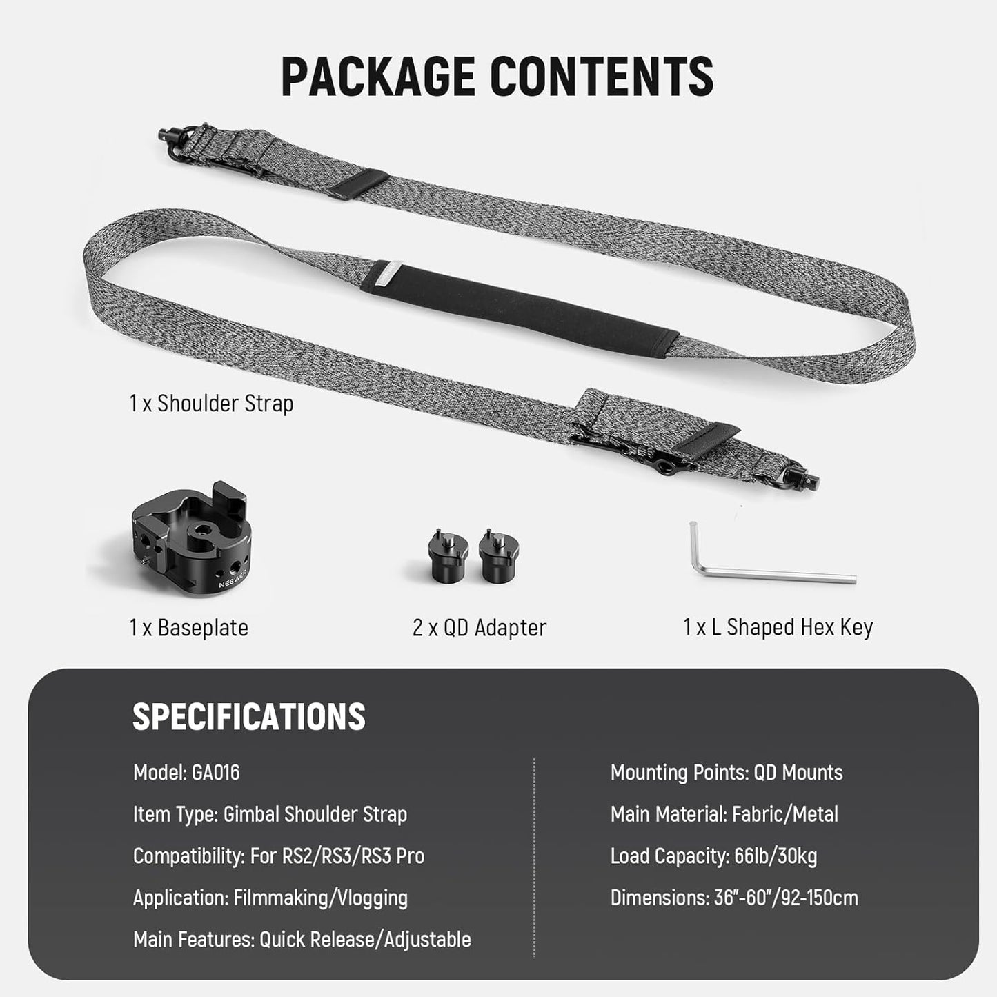Neewer GA016 Gimbal Shoulder Strap for DJI RS Series