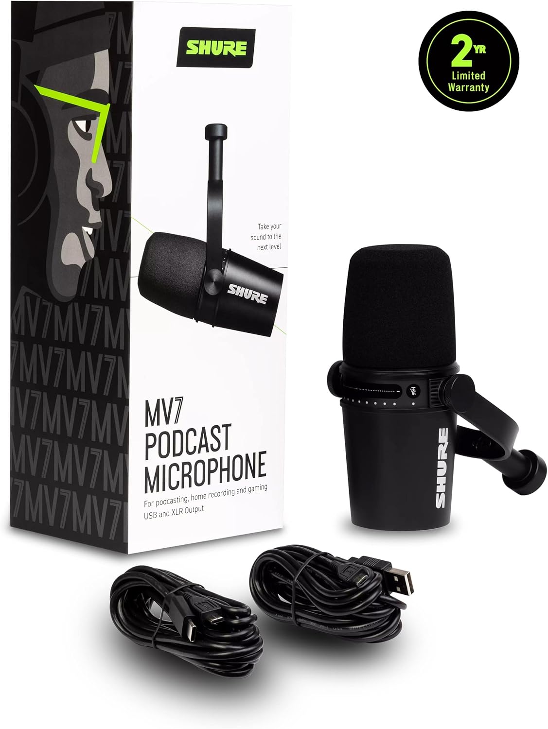 Shure MV7-K USB/XLR Dynamic Podcast Microphone - Black