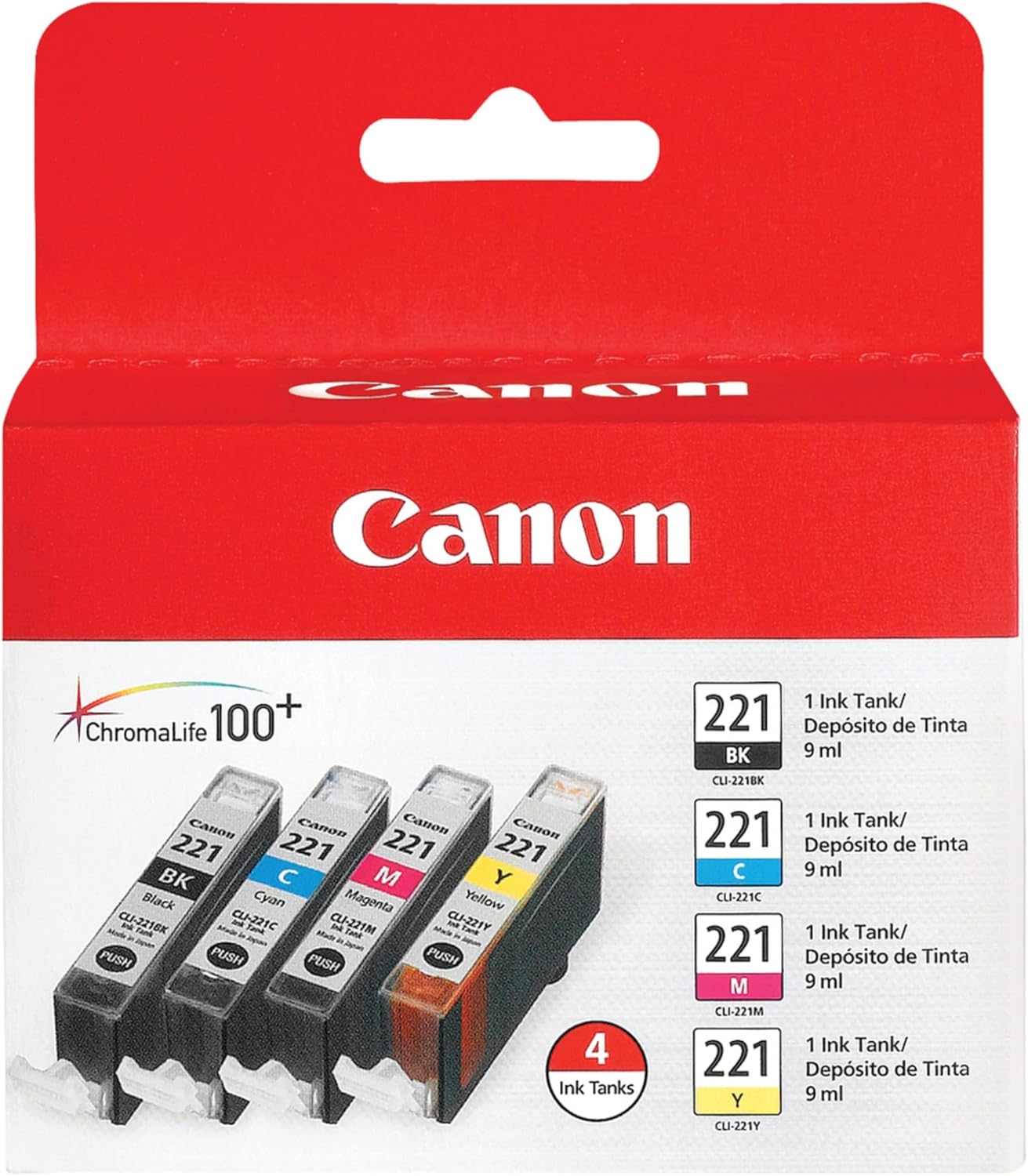 Canon 2946B004 CLI-221 Four Color Ink Pack