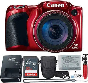 Canon SX420 PowerShot 42x Zoom Digital Camera Red Bundle