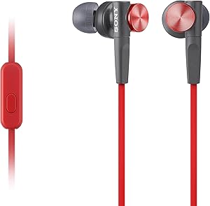 Sony MDRXB50AP/R Extra Bass Earbud Headphones Red — main product image