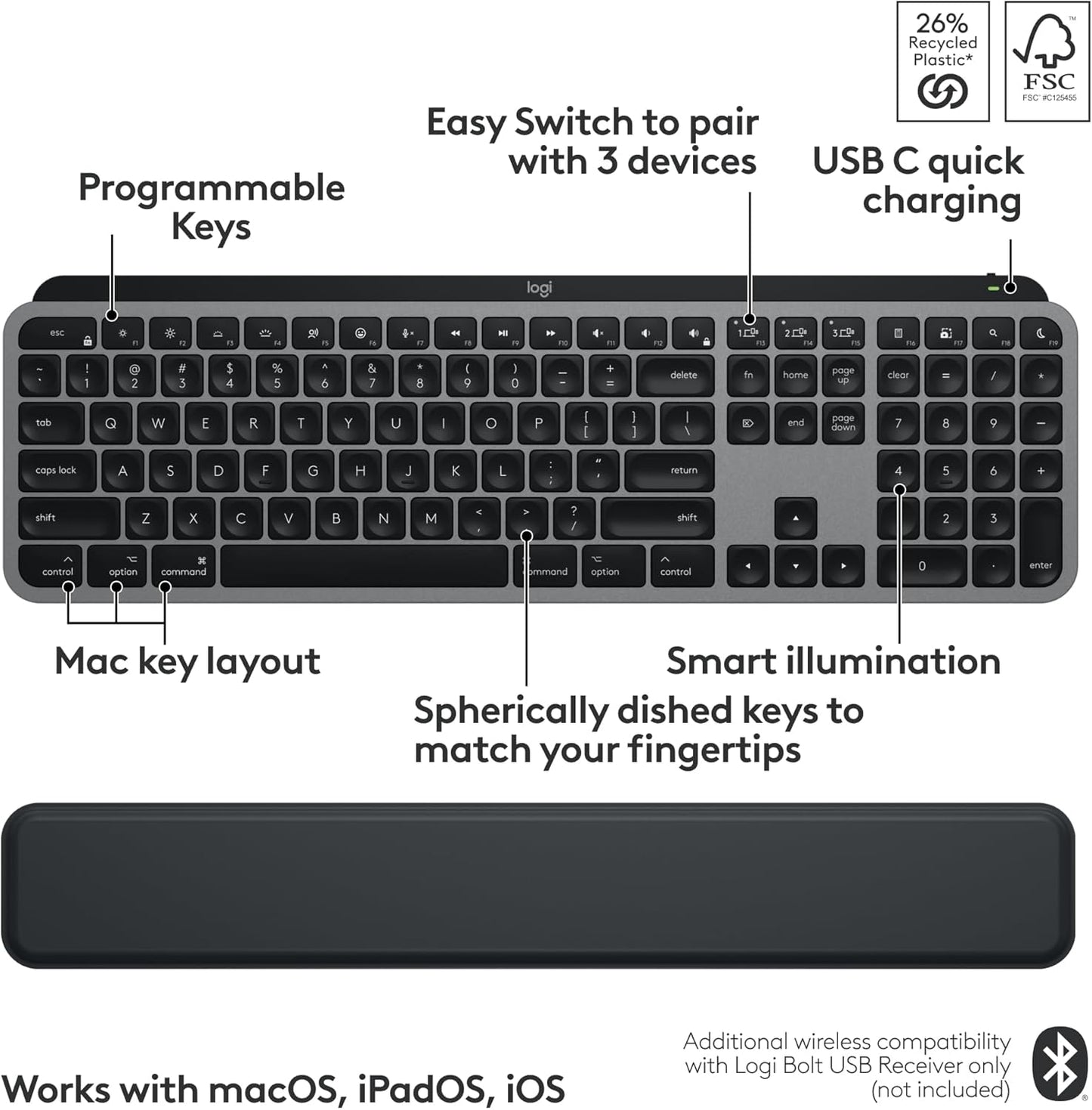 Logitech 920-012592 MX Keys S Combo for Mac - Space Grey