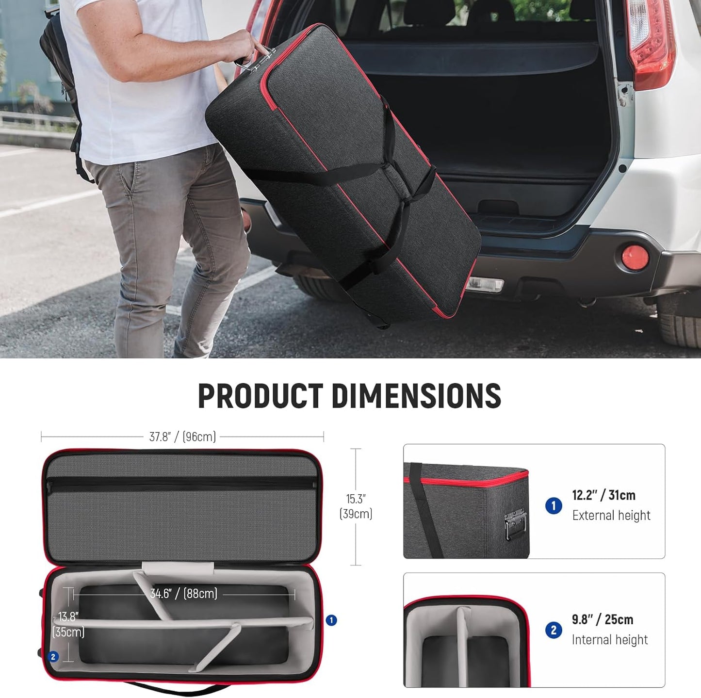 Neewer Trolley Case Photo Studio Equipment Bag - Rolling Tripod Case