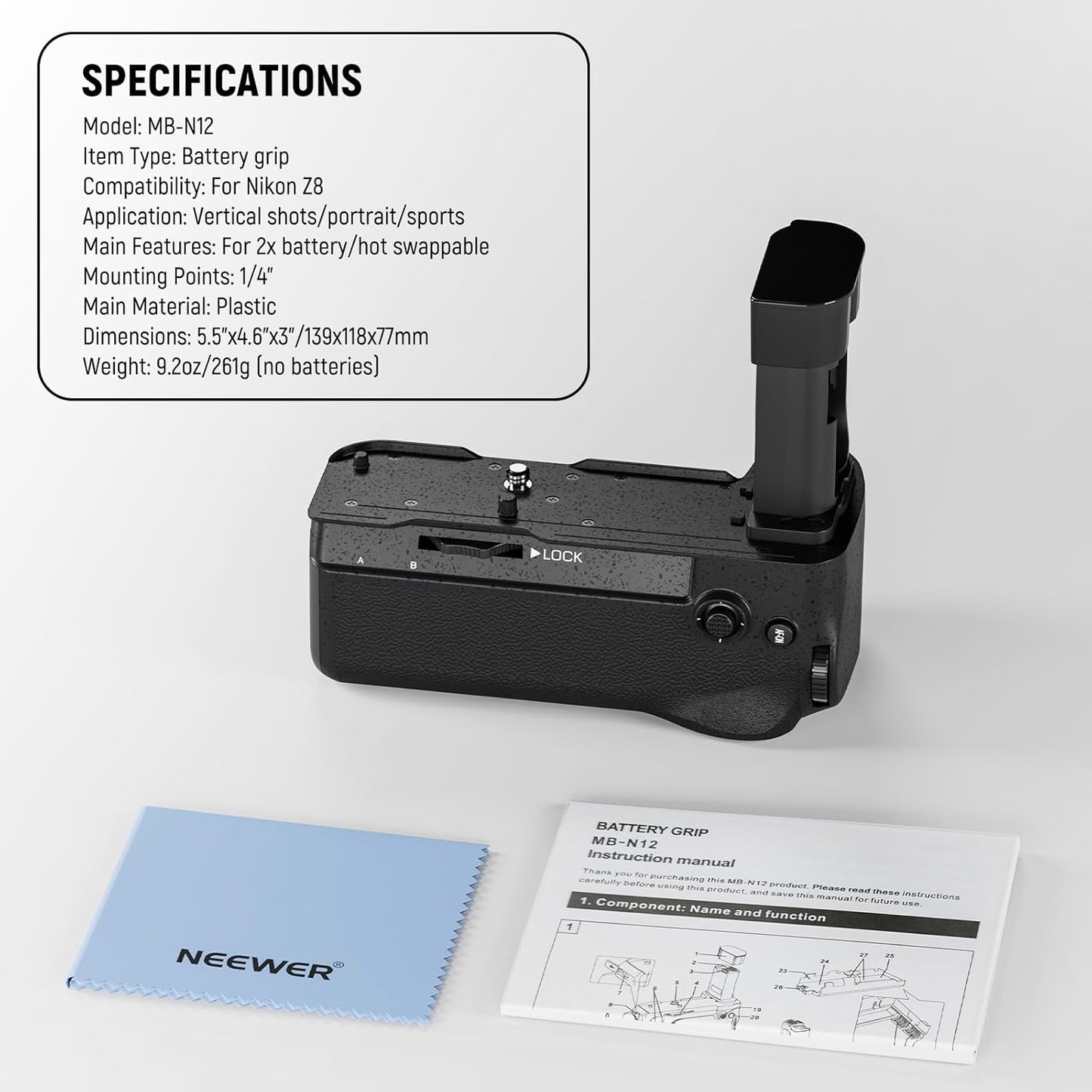 Neewer 10103319 MB-N12 Battery Grip for Nikon Z8