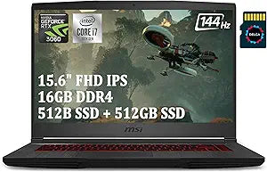 MSI GF65 Thin Gaming Laptop - RTX 3060, Dual SSD