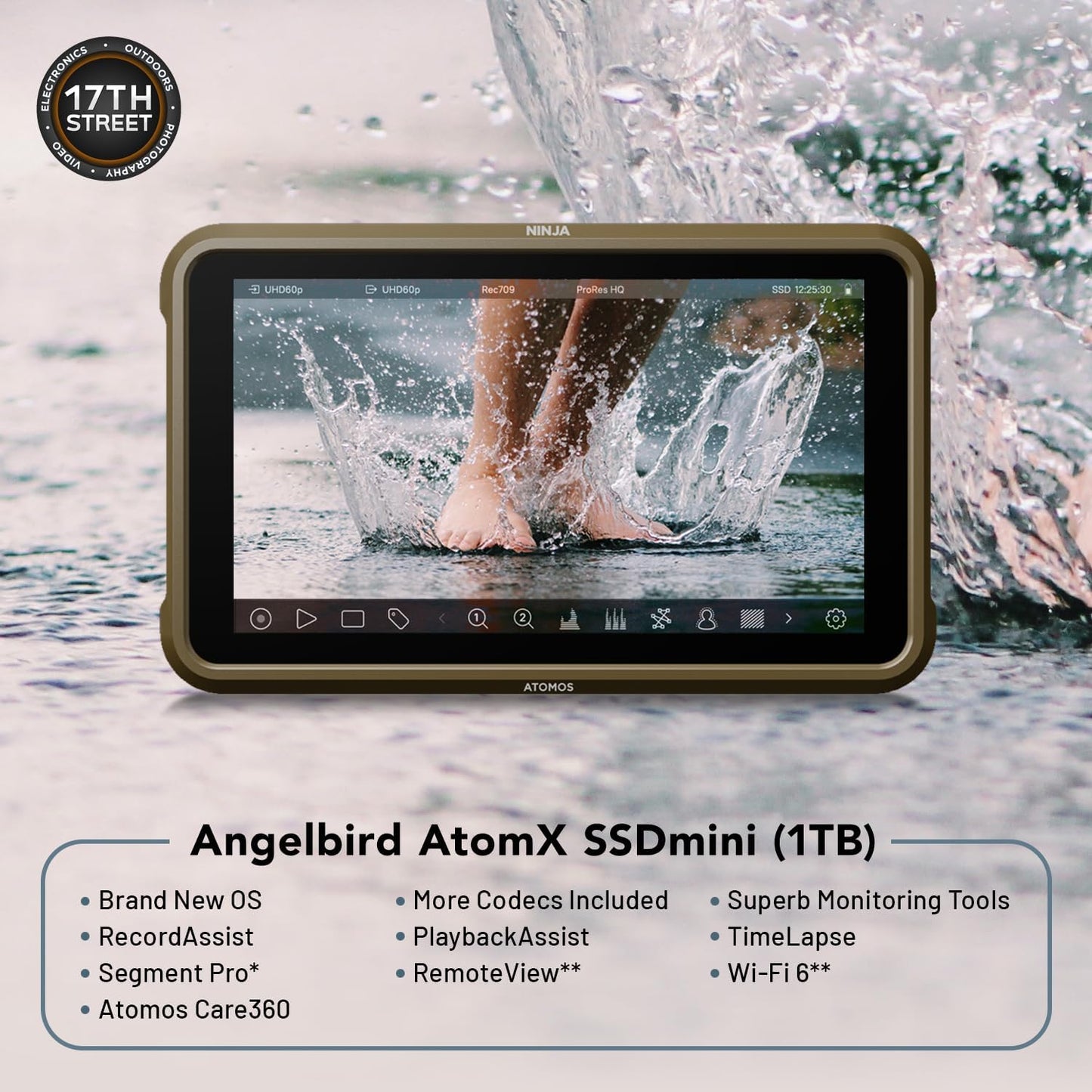 Atomos Ninja 5.2" 4K HDMI Monitor, Battery & Swivel Mount Kit