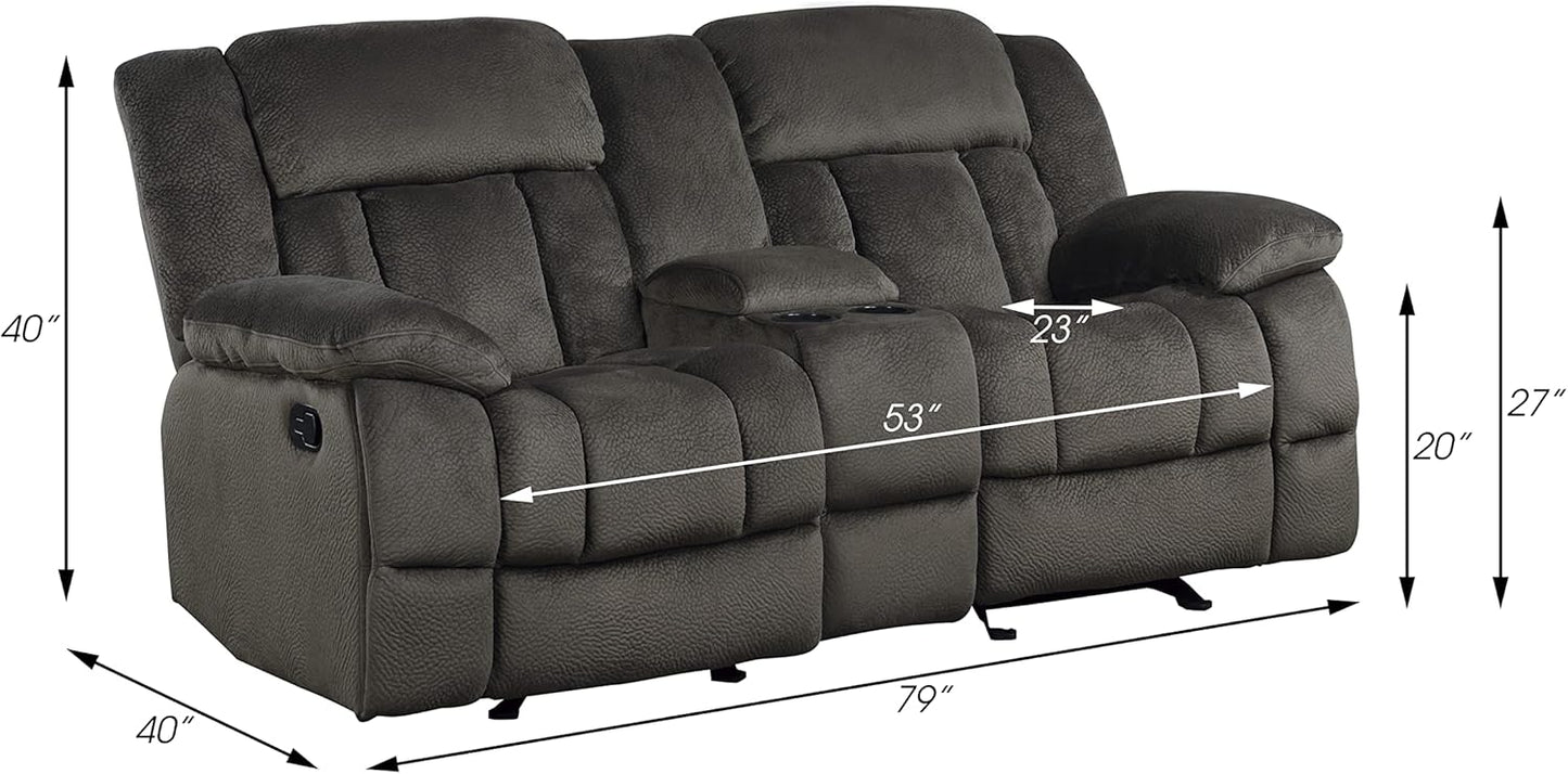 Lexicon 194840134480 Chocolate Reclining Loveseat Console