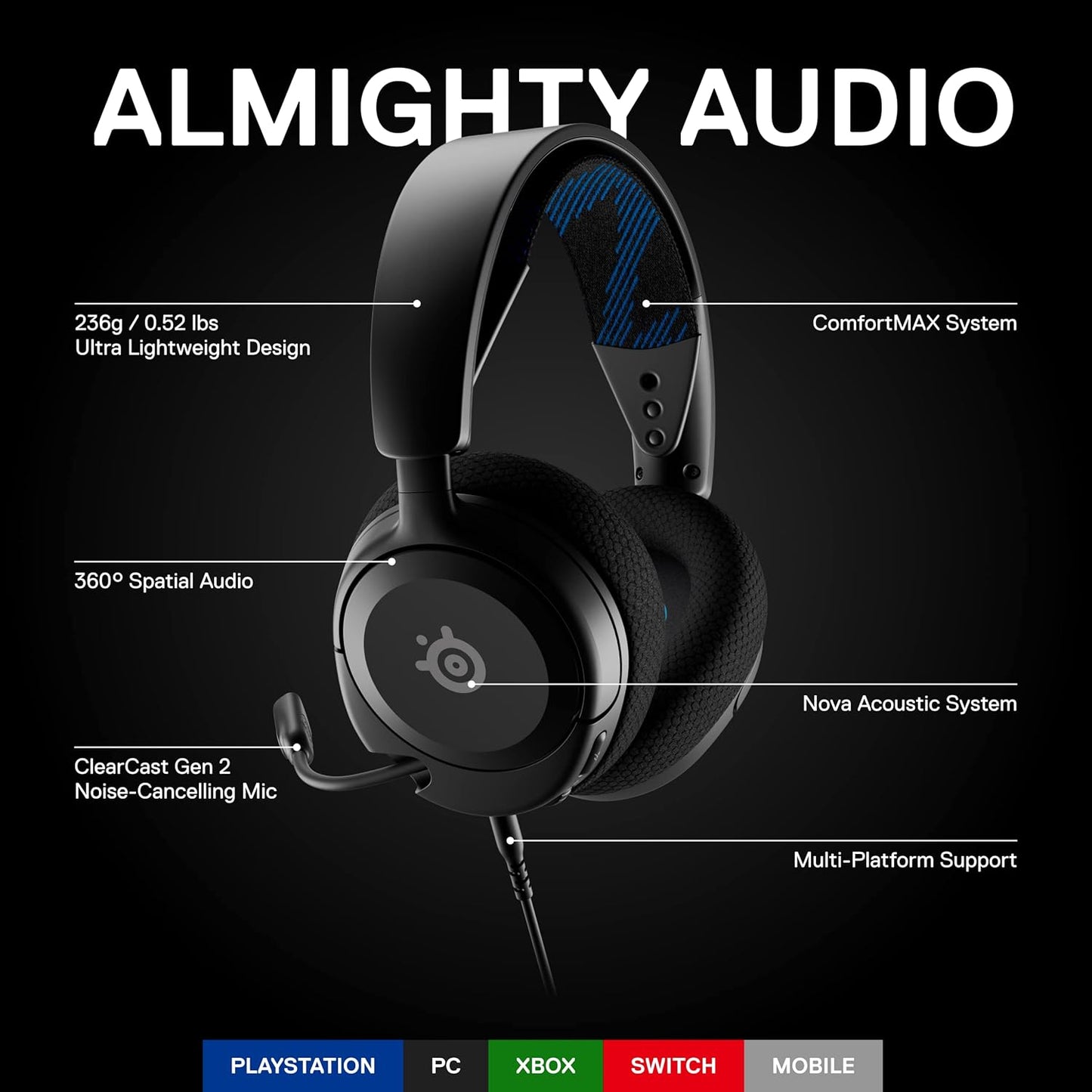 SteelSeries 61611 Arctis Nova 1P Multi-Platform Gaming Headset