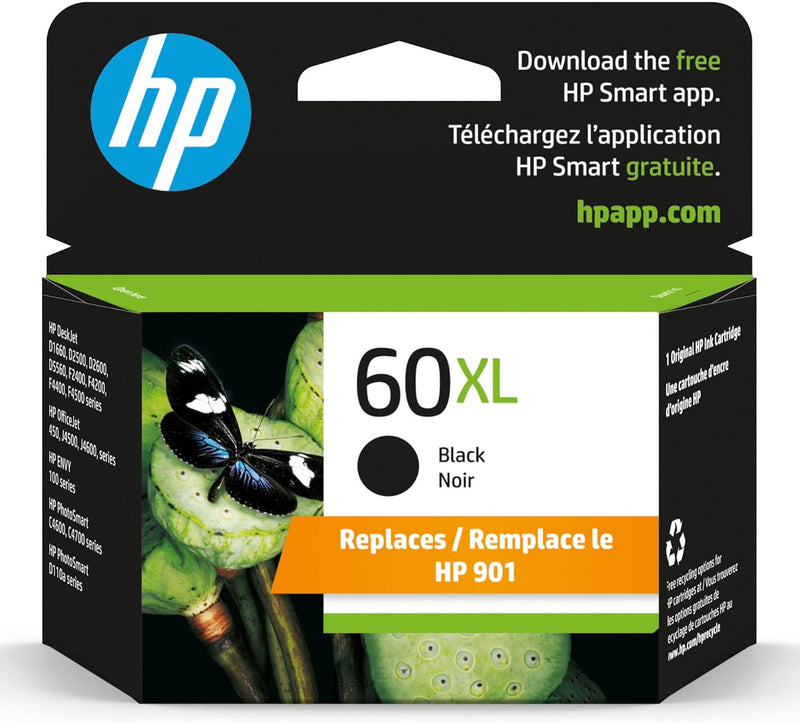 HP CC641WN 60XL Black High-Yield Ink Cartridge — main product image