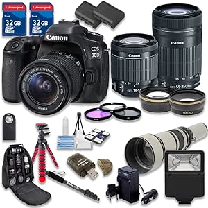 Canon AV-CAN80DKITA18-55-55-250-1300-052316 EOS 80D DSLR Lens Bundle