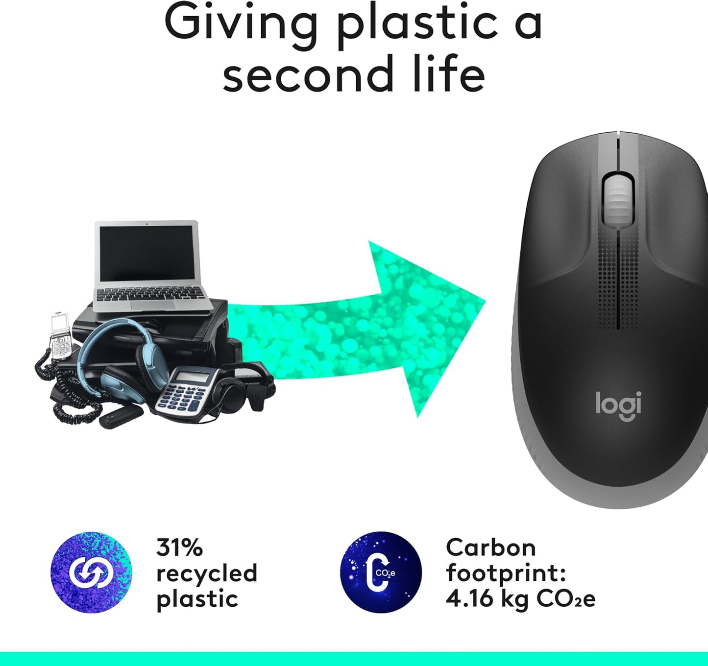 Logitech 910-005900 M190 Full-Size Wireless Mouse - Grey