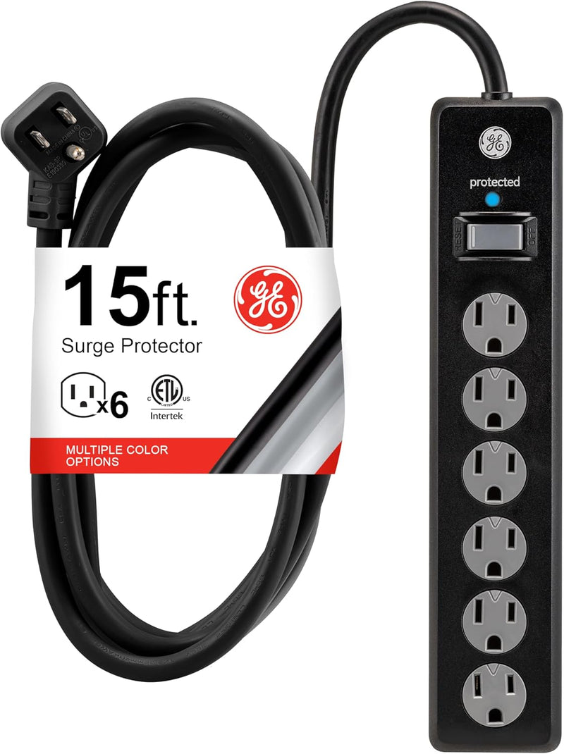 GE 50767 6-Outlet Surge Protector 15ft Cord — main product image