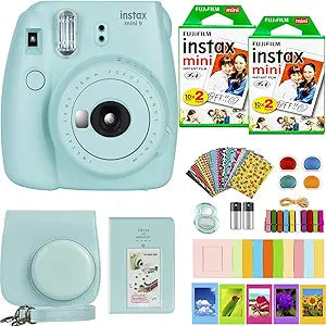 Fujifilm Instax Mini 9 Camera + Film Bundle Ice Blue