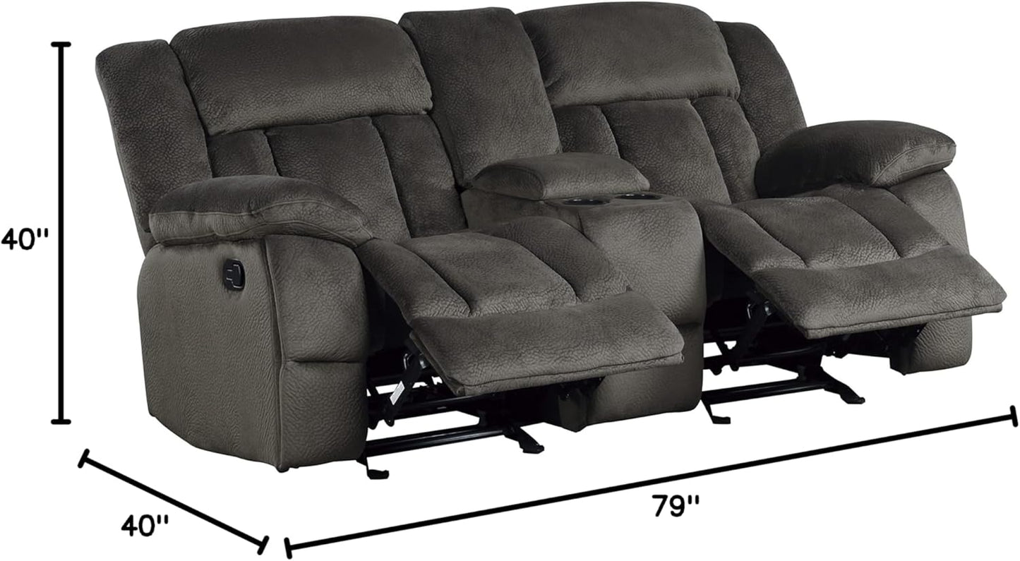 Lexicon 194840134480 Chocolate Reclining Loveseat Console