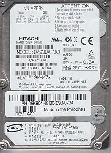 Hitachi DK23DA-30F 30GB IDE 4200RPM 9.5mm Hard Drive
