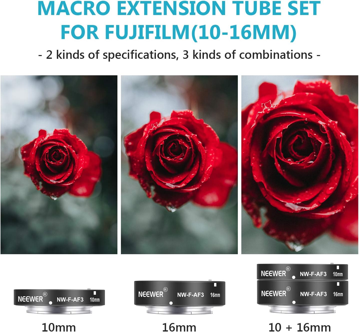 Neewer 10097596 Macro Extension Tube Set for Fujifilm X-Mount