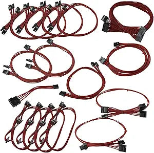 EVGA 100-CR-1050-B9 Red Sleeved Power Supply Cable Set