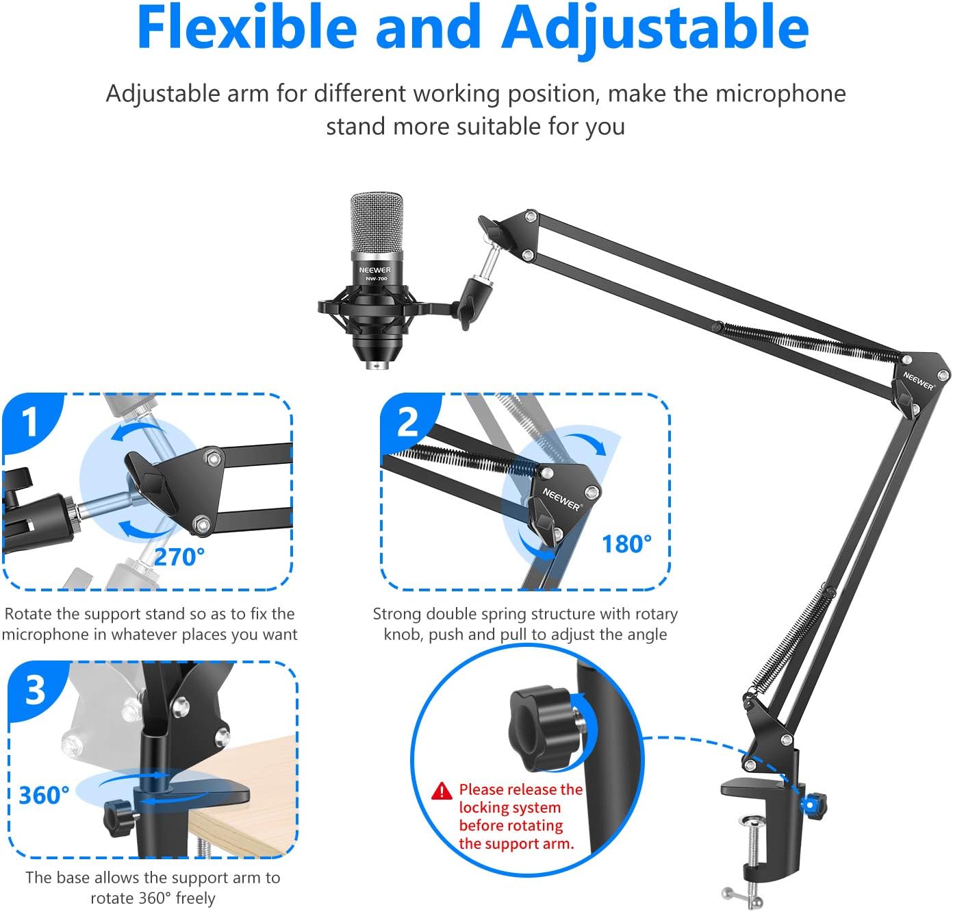 Neewer B00XOXRTX6 Condenser Microphone Scissor Arm Kit