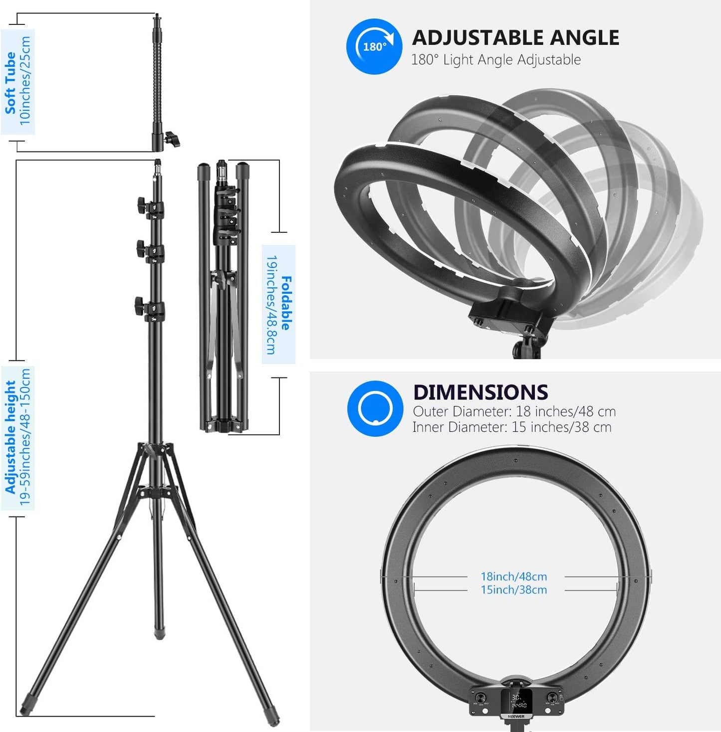 Neewer 10099577 18-inch RGB Ring Light Kit with App Control