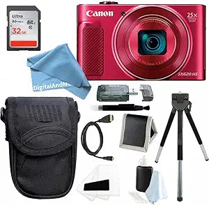 Canon PowerShot SX620 HS Red Digital Camera Bundle
